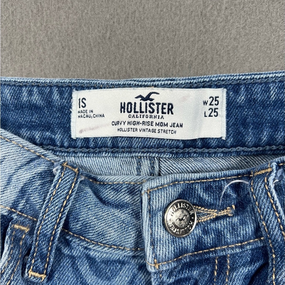 Hollister Curvy High Rise Mom Jeans Blue Marble Swirl Size 25x25 - Picture 2 of 8